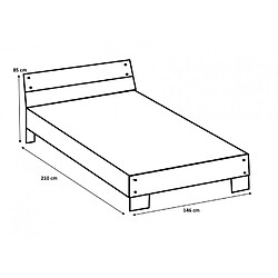 Pegane Chambre à coucher complète enfant (lit 140x200 cm + 1 chevet + buffet + armoire + étagère ), coloris imitation béton clair/graphite pas cher