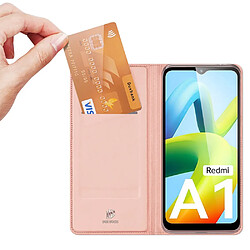 Etui en PU DUX DUCIS avec support et porte-carte pour votre Xiaomi Redmi A1 4G - rose