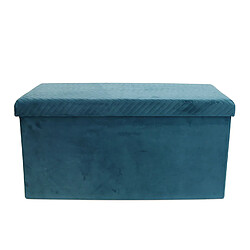 The Home Deco Factory Banc de rangement pliable design velours Meli - L. 76 x H. 38 cm - Bleu