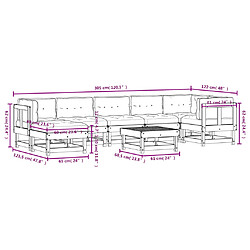 vidaXL Salon de jardin 8 pcs avec coussins blanc bois massif pas cher