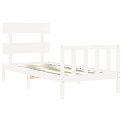 Maison Chic Lit adulte - Cadre Structure de lit avec tête de lit Contemporain blanc 90x200 cm bois massif -MN97689 pas cher