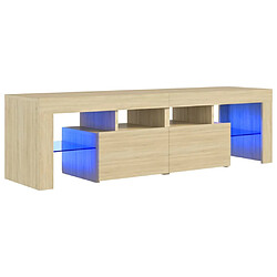 Maison Chic Meubles TV avec lumières LED - Banc TV pour salon Chêne sonoma 140x36,5x40 cm -MN39607