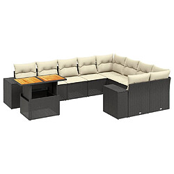 Maison Chic Salon de jardin 10 pcs avec coussins, Ensemble Tables et chaises d'extérieur noir résine tressée -GKD230713