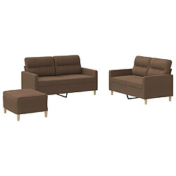 vidaXL Ensemble de canapés 3 pcs avec coussins Marron Tissu