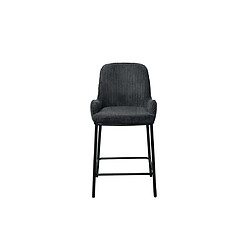 Lisa Design Salinas - lot de 2 chaises de bar - en velours côtelé - gris anthracite - H65 cm