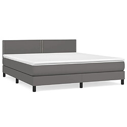 Maison Chic Lit Adulte - Lit simple Lit à sommier tapissier avec matelas moelleux - Meuble de Chambre - Gris 160x200 cm Similicuir -MN74070