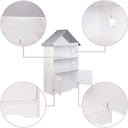 Helloshop26 Étagère pour enfants avec porte en bois verrouillable blanc-gris 19_0000173