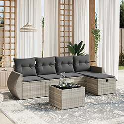 vidaXL Salon de jardin 6 pcs avec coussins gris clair résine tressée