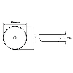 vidaXL Lavabo rond Céramique Noir 42 x 12 cm pas cher