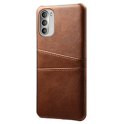 Coque en TPU + PU KSQ avec porte-cartes marron pour votre Motorola Moto G51 5G