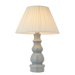 Endon Lampe de table haute Base & Shade, vernis gris bleu, plaque de nickel satiné et tissu crème