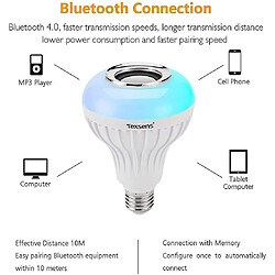 Avis Universal En haut-parleur Bluetooth de l'ampoule LED à télécommande 24 touches, audio stéréo sans fil de lampe à modification RVB 6W E26