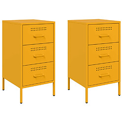 vidaXL Tables de chevet 2 pcs jaune moutarde 36x39x68 cm acier