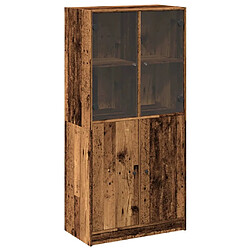 vidaXL Buffet haut avec portes vieux bois 68x37x142 cm bois ingénierie