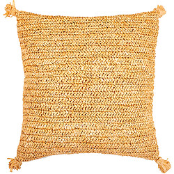 ICONIK INTERIOR Coussin carré design boho Bali, en raphia, coussin + rembourrage - Carmel Crème