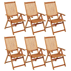 vidaXL Chaises pliables de jardin lot de 6 avec coussins Bois d'acacia