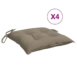 vidaXL Coussins de chaise lot de 4 taupe 40x40x7 cm tissu oxford