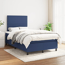 Avis Maison Chic Lit adulte- Lit + matelas,Sommier à lattes de lit avec matelas bleu 120x190 cm tissu -GKD49317