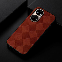 Coque en TPU + PU texture grille, antichoc rouge pour votre Huawei P50 Pro