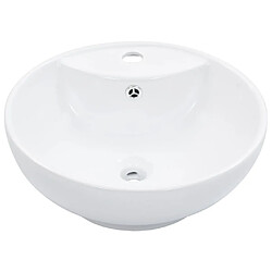 vidaXL Lavabo avec trop-plein 46,5 x 18 cm Céramique Blanc