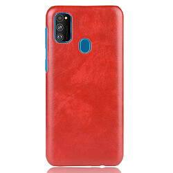 Wewoo Coque Rigide Pour Galaxy M30s antichoc Litchi PC + Etui en PU rouge