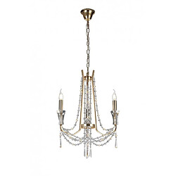 Luminaire Center Chandelier sans abats jours Armand Or français 3 ampoules 87cm