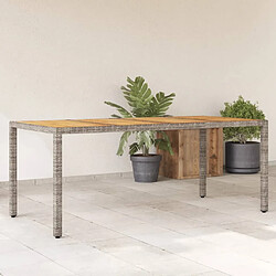 Maison Chic Table de jardin | Table d'extérieur et dessus en bois d'acacia gris résine tressée -GKD29820