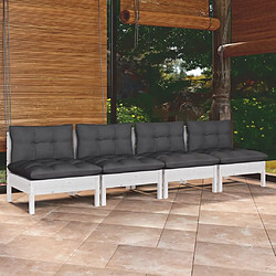 Maison Chic Canapé 4 places de jardin et coussins | Canapé d'extérieur | Fauteuil,Banquette Jardin anthracite Bois de pin -MN54220