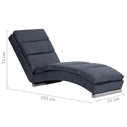 vidaXL Chaise longue Gris Similicuir daim pas cher