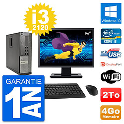 PC Dell 990 SFF Ecran 19" Intel i3-2120 RAM 4Go Disque Dur 2To Windows 10 Wifi - Occasion