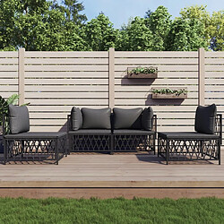 Maison Chic Salon de jardin 4 pcs avec coussins - Table et chaises d'extérieur - Mobilier/Meubles de jardin Moderne anthracite acier -MN26688