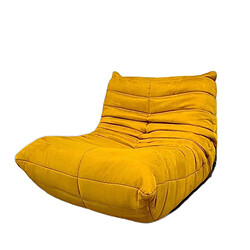 SoftEva Sans assemblage moderne ergonomique Bean Bag chaise velours côtelé plancher lounge chair Jaune