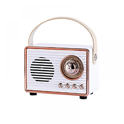 General Haut-parleur stéréo Bluetooth portable rétro, haut-parleur vintage rétro sans fil amélioré avec fente pour carte TF, jolis accessoires de style ancien esthétique pour les chambres, le bureau, la maison (blanc)