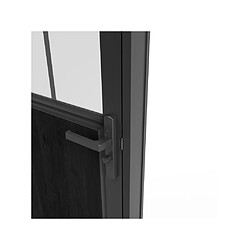 Avis Vente-Unique Bloc porte réversible en aluminium et verre trempé dépoli style atelier - H204 x L73 cm - Noir - ERMELO