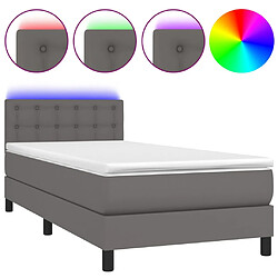 vidaXL Sommier à lattes de lit avec matelas et LED Gris 80x200 cm