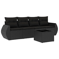 Maison Chic Salon de jardin 5 pcs avec coussins | Ensemble de Table et chaises | Mobilier d'Extérieur noir résine tressée -GKD66261