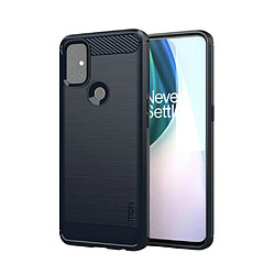 Mofi Coque en TPU fibre de carbone brossée bleu foncé pour votre OnePlus Nord N10 5G