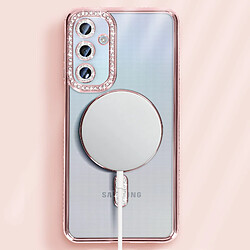 Avizar Coque Diamant pour Samsung Galaxy A25 MagSafe Contour Strass Rose Champagne pas cher