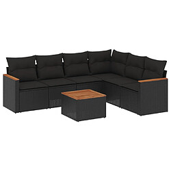 Maison Chic Salon de jardin 7 pcs avec coussins | Ensemble de Table et chaises | Mobilier d'Extérieur noir résine tressée -GKD74902