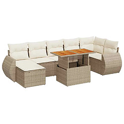 vidaXL Salon de jardin avec coussins 8 pcs beige résine tressée