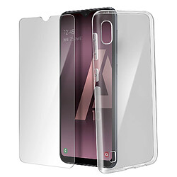 Avizar Coque Galaxy A10 Silicone Souple et Film Ecran Verre Trempé 9H Transparent