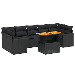 Maison Chic Ensemble Tables et chaises d'extérieur 8 pcs avec coussins,Salon de jardin noir résine tressée -GKD202797