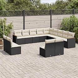 Maison Chic Salon de jardin avec coussins 13 pcs, Ensemble Tables et chaises de jardin, noir résine tressée -GKD353778