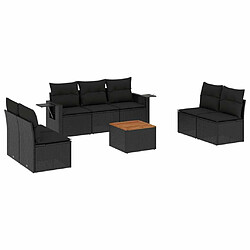 Maison Chic Salon de jardin 8 pcs avec coussins | Ensemble de Table et chaises | Mobilier d'Extérieur noir résine tressée -GKD65479