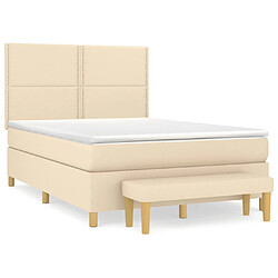 vidaXL Sommier à lattes de lit avec matelas Crème 140x190 cm Tissu