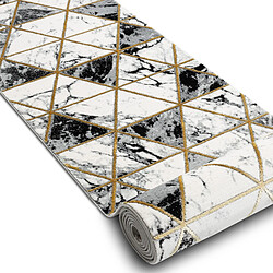 RUGSX Tapis de couloir EMERALD exclusif 1020 glamour, élégant marbre, triangles noir or 80 cm 80x420 cm