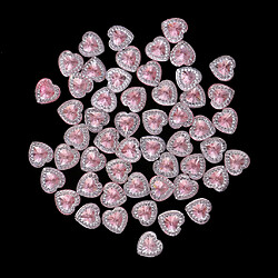 50 Pcs 12mm Coeur Résine Strass Boutons Flatback Double Forage Rose Clair pas cher