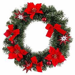 BigBuy Christmas Couronne de Noël Rouge Vert Plastique 40 cm