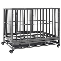 Avis vidaXL Cage pour chiens avec roues Acier 92x62x76 cm