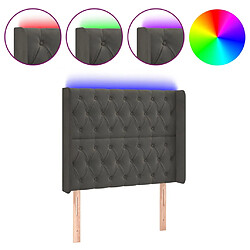 vidaXL Tête de lit à LED Gris foncé 93x16x118/128 cm Velours